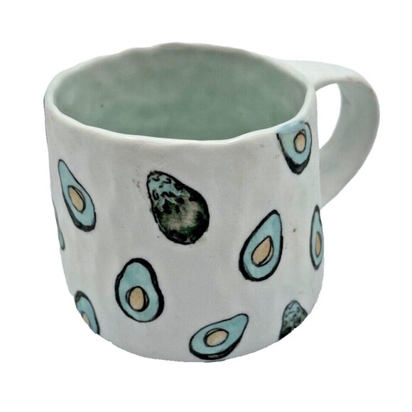 Mary Drabik Porcelain Avocado Mug Coffee Cup Studio Art Pottery Signed NEW - Picture 10 of 11